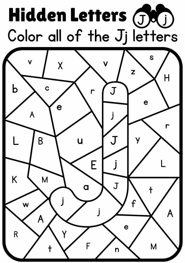 J Capital Letter Color all of the Jj letters and find the hidden letter Interactive Coloring Activity. Online Coloring Activity